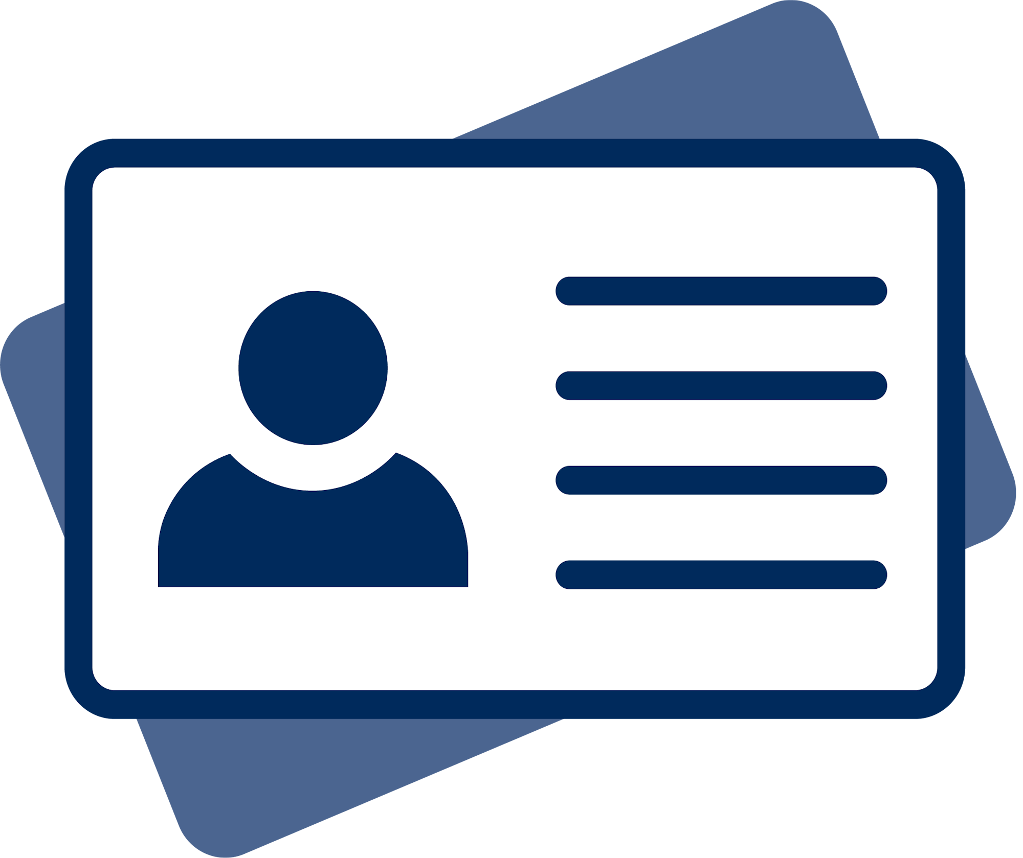 The image depicts an illustration of an ID card featuring a user silhouette and blank lines for information.