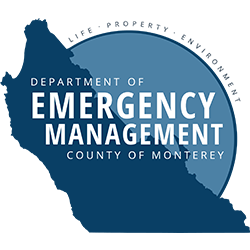 The image features the logo of the Department of Emergency Management for Monterey County, emphasizing safety and environmental protection.