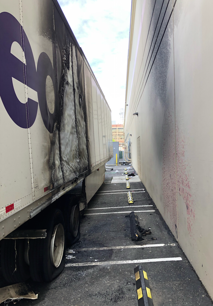 May contain: truck, transportation, vehicle, wheel, machine, and road