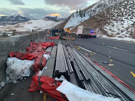 Road debris after semi truck accident