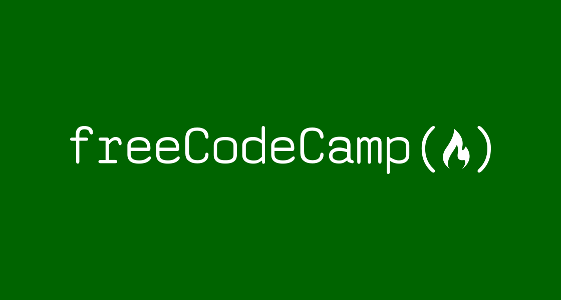 Logo of freeCodeCamp, an online platform for learning coding, on a green background.