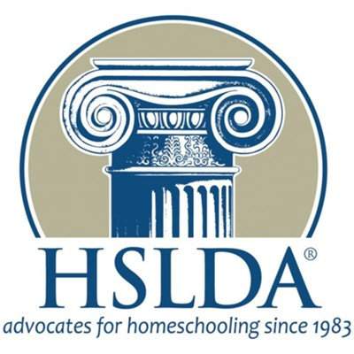 A logo with a classical column, "HSLDA", and the tagline "advocates for homeschooling since 1983".