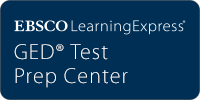 Logo for "EBSCO LearningExpress GED® Test Prep Center."