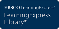 A logo of "EBSCO LearningExpress Library" on a blue banner.