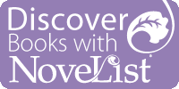 A logo with the text "Discover Books with NoveList" and a stylized human figure reading a book under a tree.