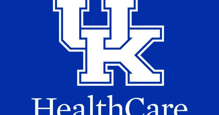 A blue and white logo with the initials "UK" and the word "HealthCare" below it.