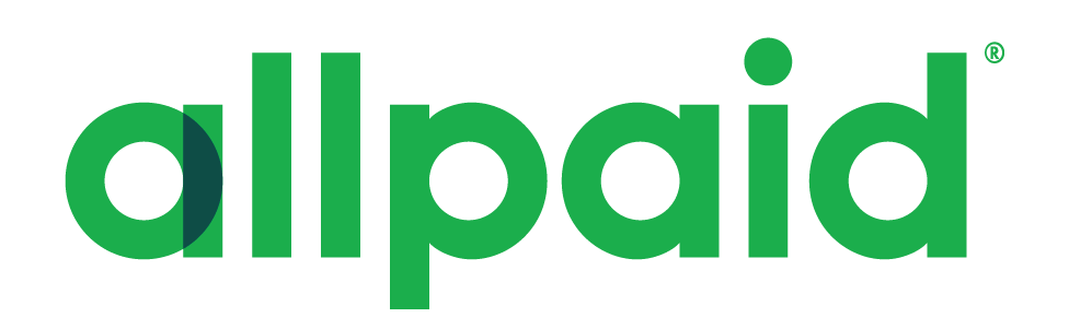 The image displays the logo "allpaid" in green with a registered trademark symbol.