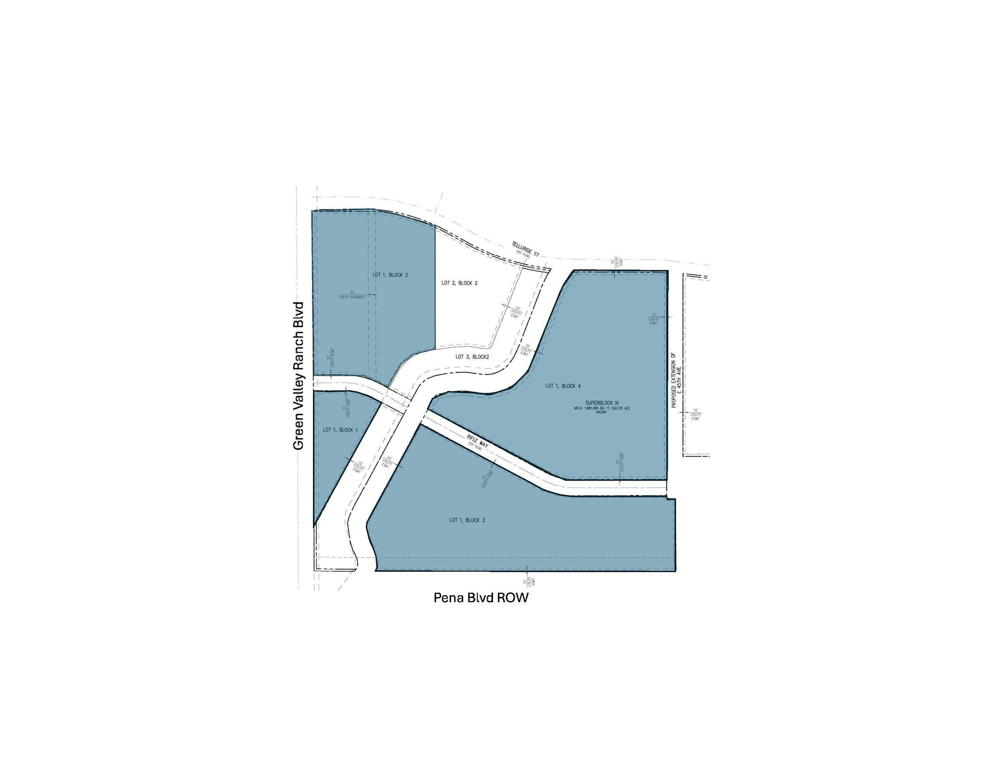 Map of the District, which is generally located east of Green Valley Ranch Road, south of Telluride Street, and north of Pena Blvd. in the City and County of Denver, Colorado