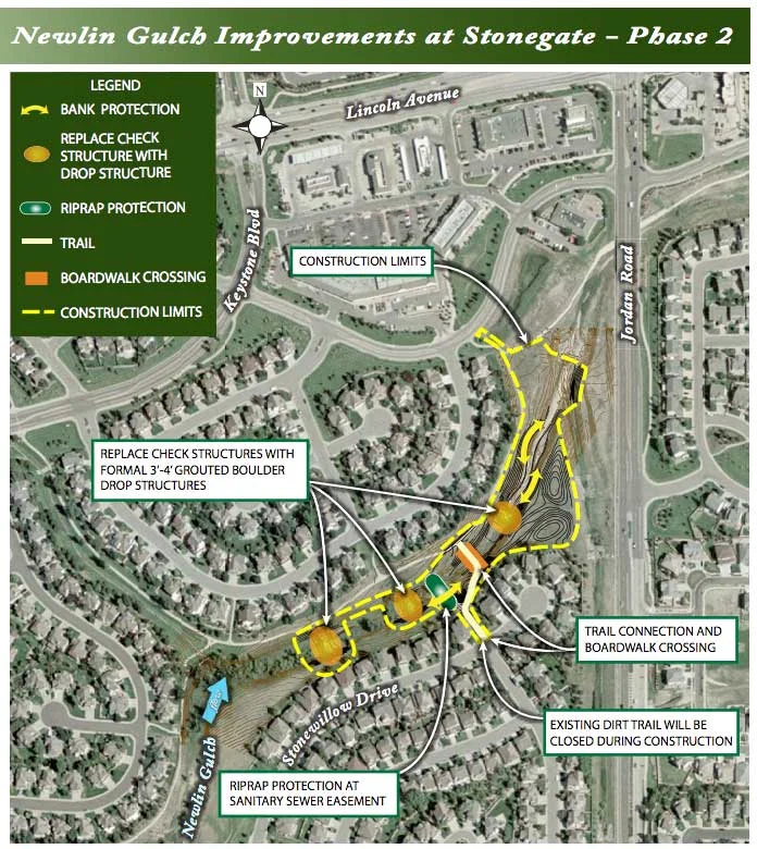 Image of a map: Newlin Gulch improvements at Stonegate