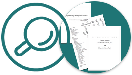 image of magnifying glass over a picture of documents