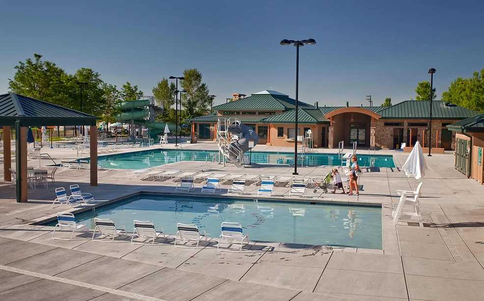 Photo of a swimming pool and lounge area