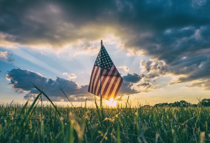 May contain: symbol, flag, and field