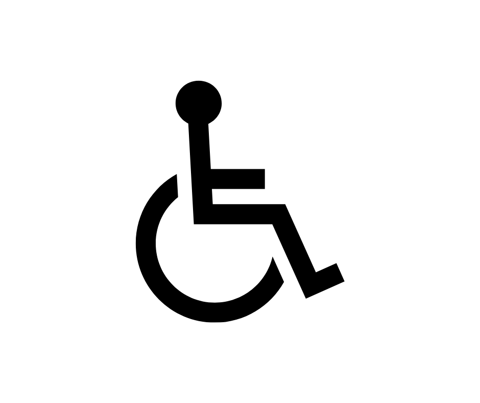 Icon of a wheelchair, symbolizing accessibility.