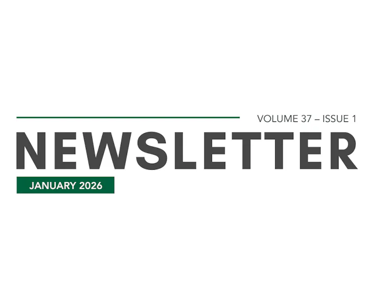 The image features a newsletter header indicating "Volume 37, Issue 1" for January 2026.