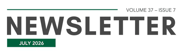 A newsletter header indicating Volume 37, Issue 7, dated July 2026.