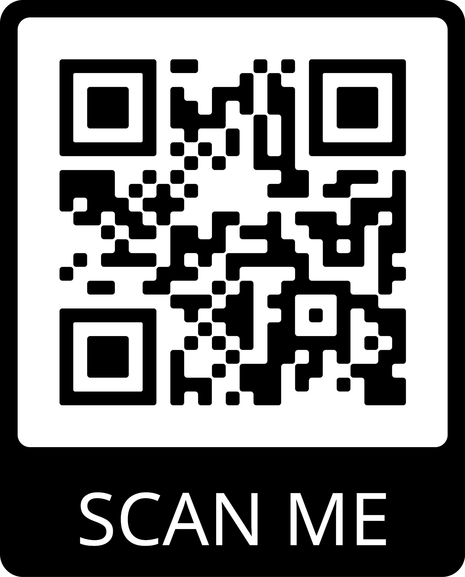 A QR code with the text "SCAN ME" below it.