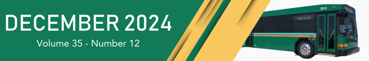 "December 2024 - Volume 35, Number 12" with a green bus image.