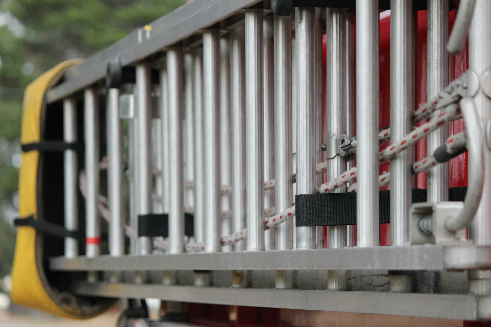 Ladders mounted on a fire engine.