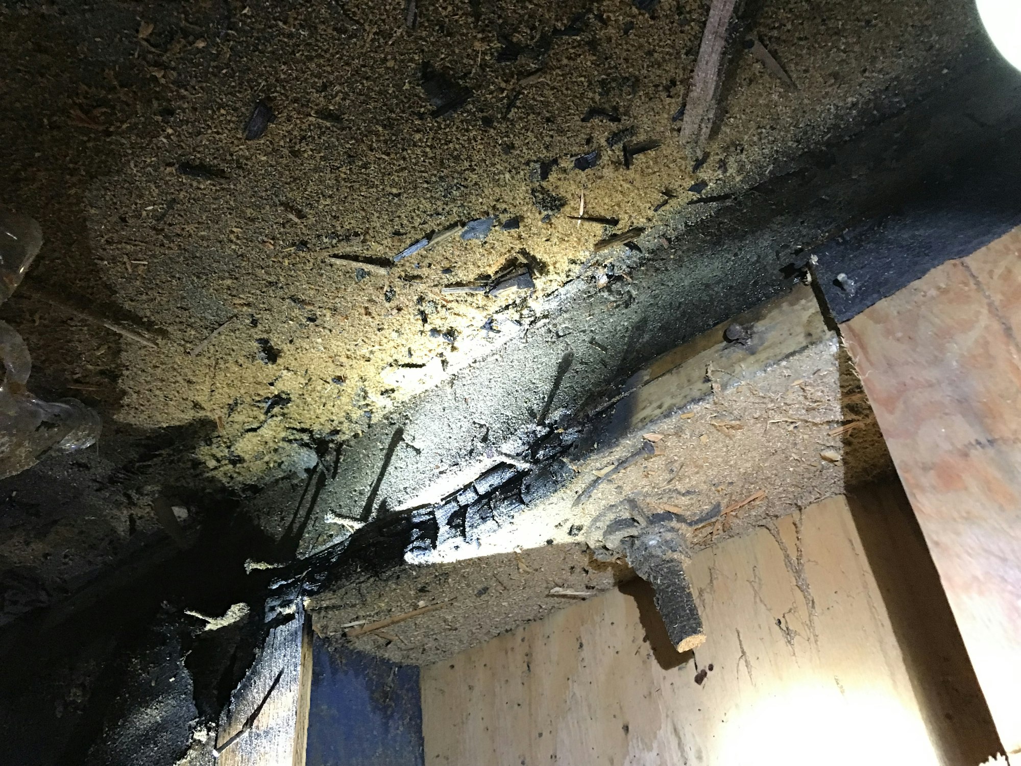 Burnt debris from fire