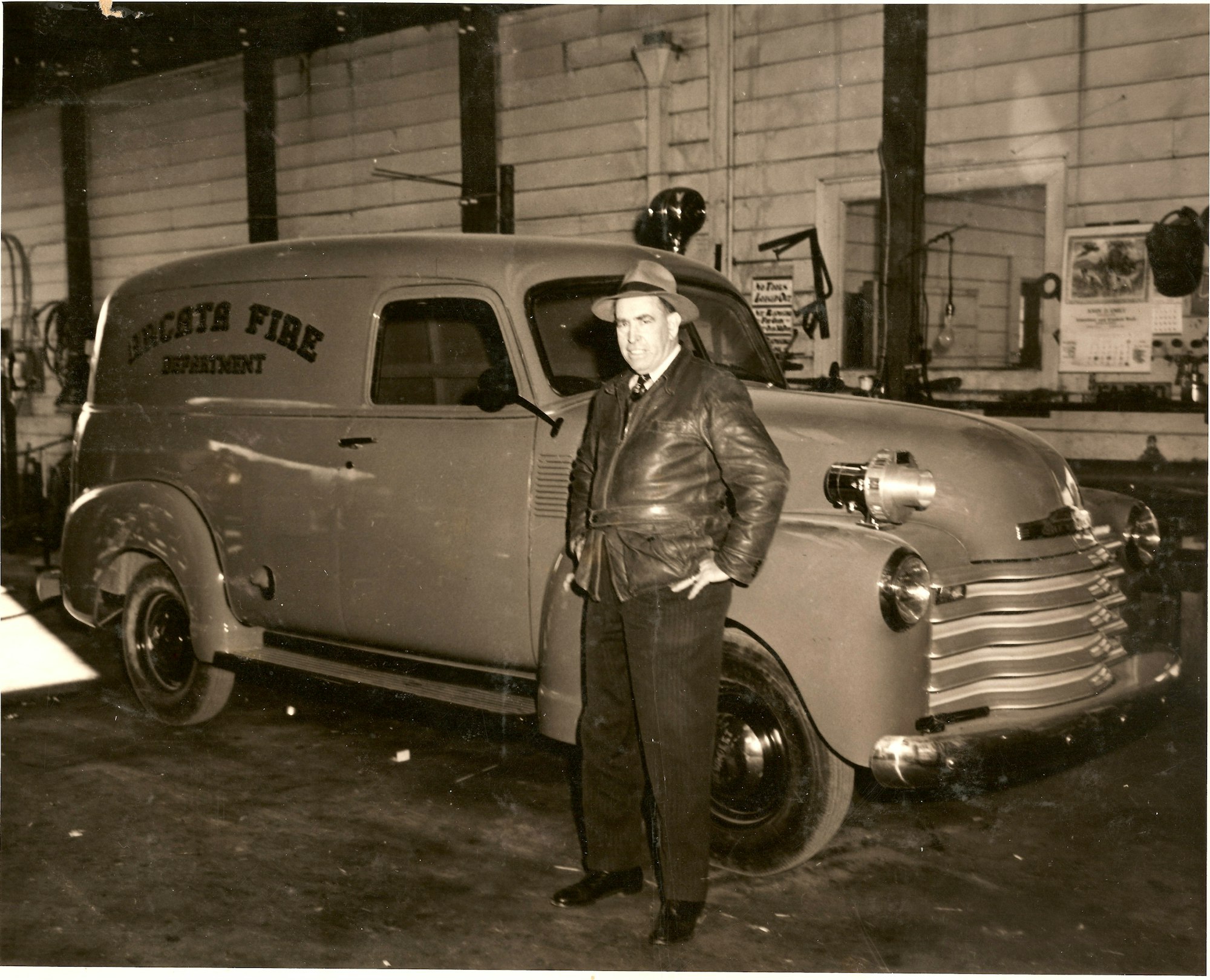 Chief Wyatt standing by Rescue Truck