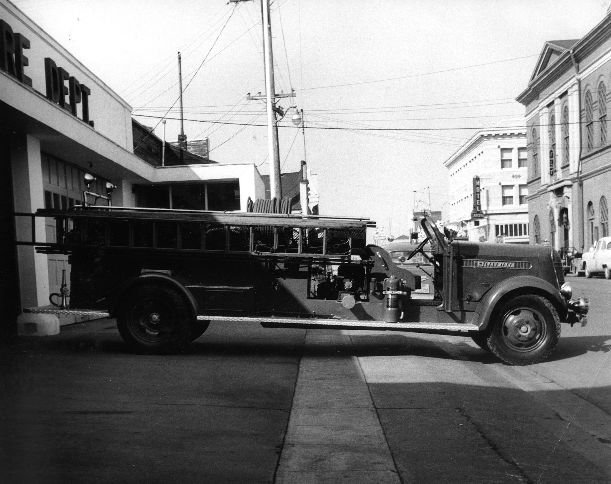 Photo of vintage engine in front of Arcata Station