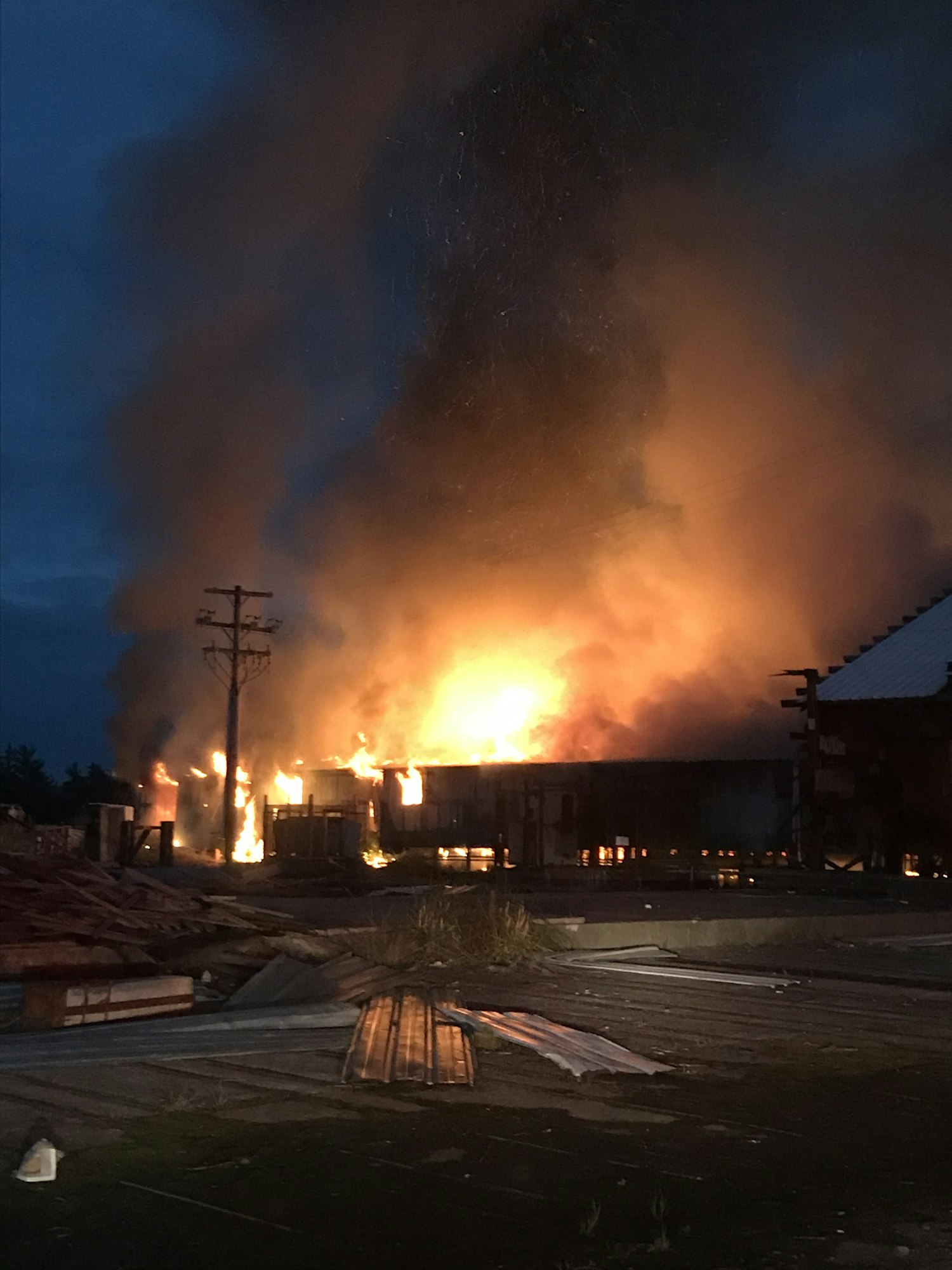 Fire and smoke, evening