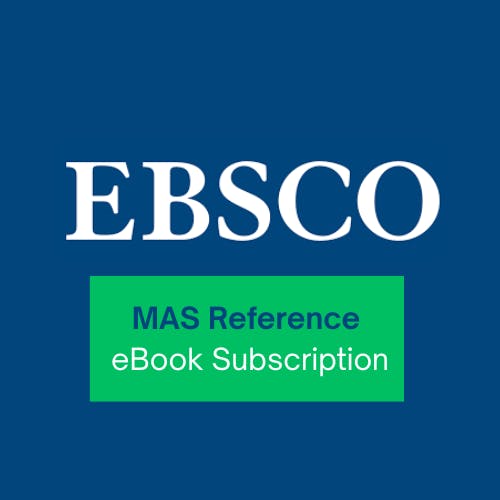 EBSCO logo with "MAS Reference eBook Subscription" on a green background.