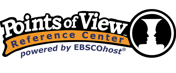 Points of View Reference Center logo, powered by EBSCOhost, with a vase illusion graphic.