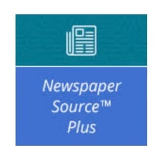 Icon of a newspaper with text "Newspaper Source™ Plus" on a blue background.