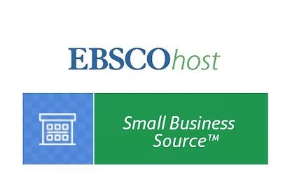 Logo for EBSCOhost's "Small Business Source" with an icon of a storefront.