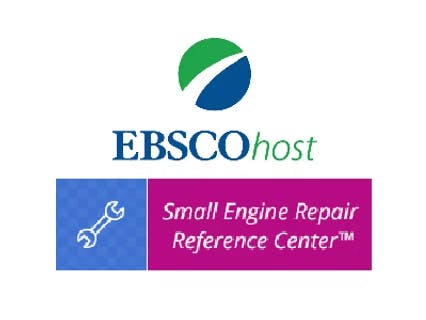 EBSCOhost logo with "Small Engine Repair Reference Center" text and wrench icon.