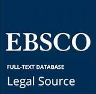 EBSCO logo with "Full-Text Database Legal Source" text on a blue background.