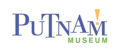 Logo with the text "PUTNAM" in blue, "MUSEUM" in green, and an orange exclamation mark replacing the letter "A."