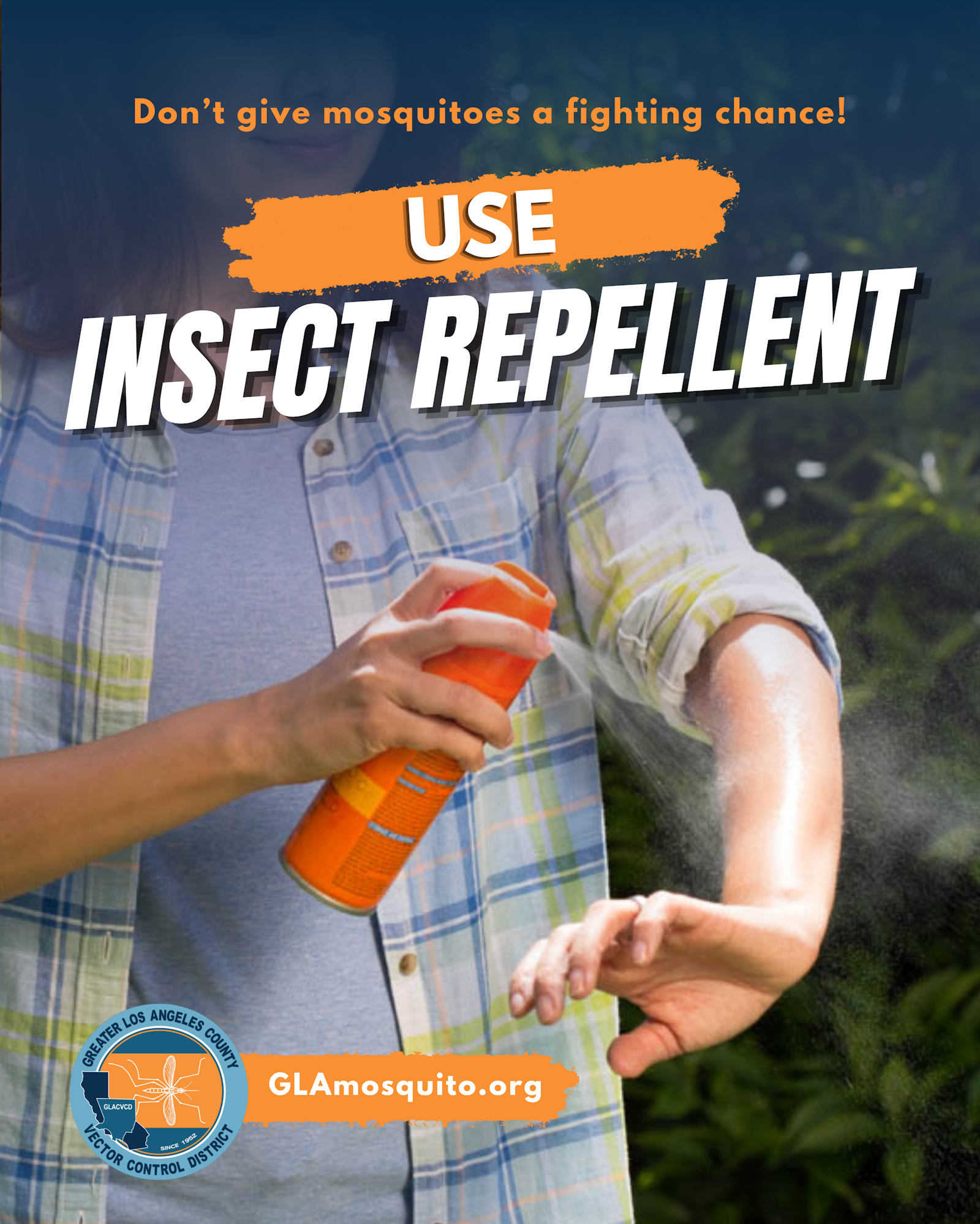 The image promotes using insect repellent to protect against mosquitoes, with a focus on personal safety.