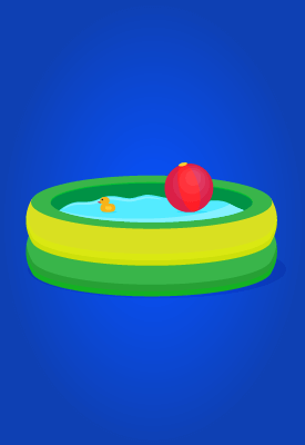 may contain: kiddie pool, water, red ball, and toy