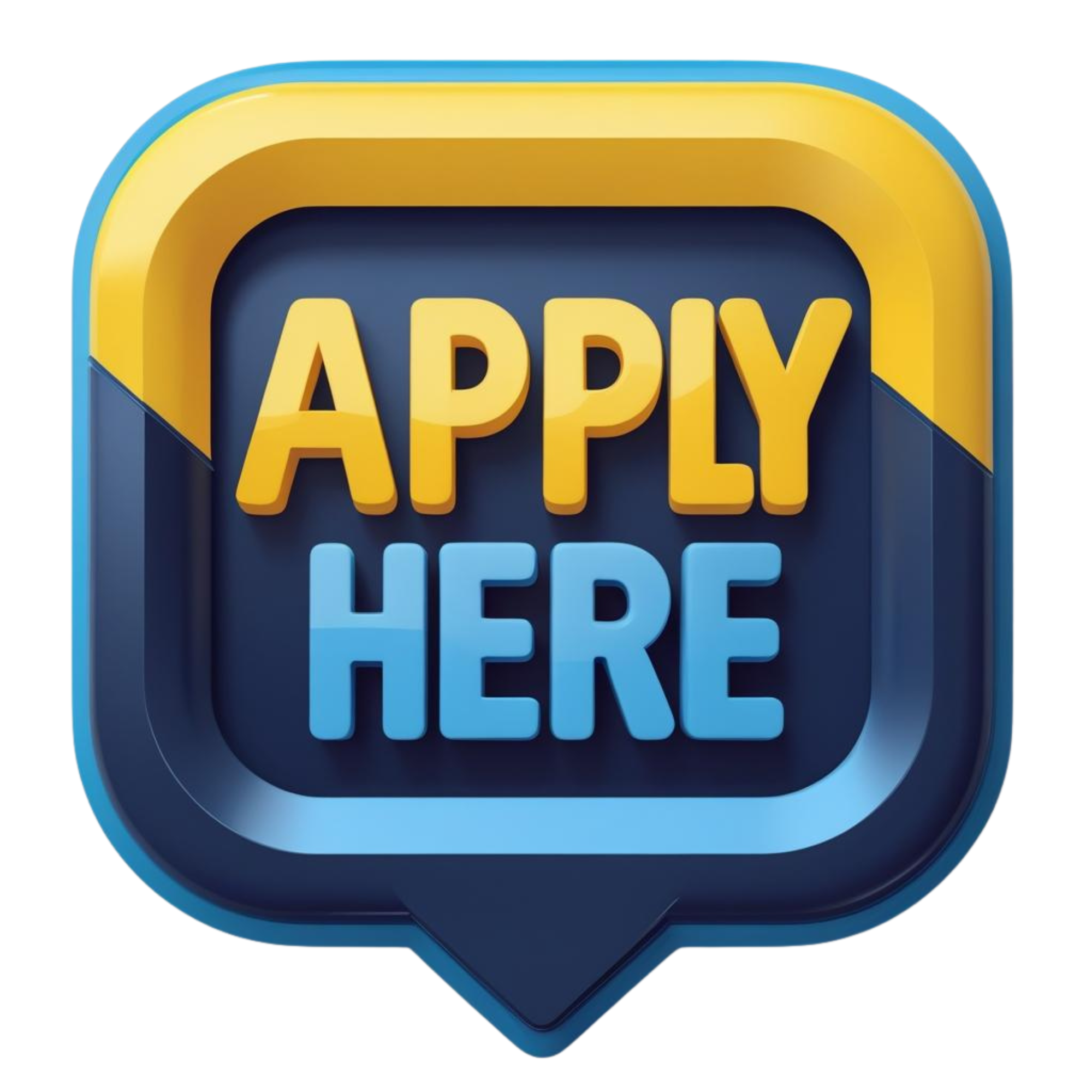 The image features a colorful "Apply Here" button with a sleek design, emphasizing a call to action for applications.
