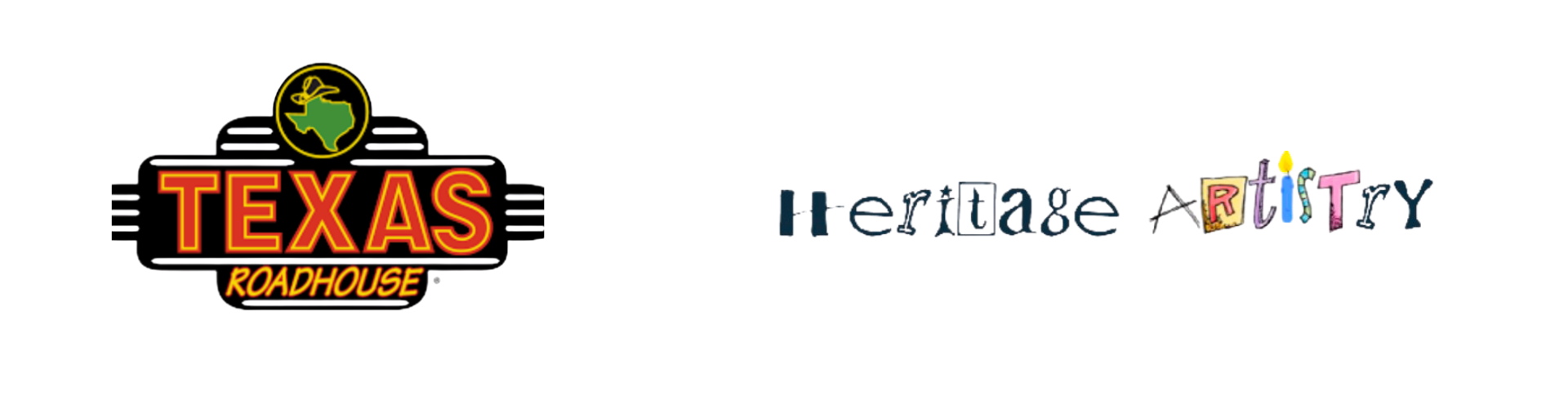 Logos for Texas Roadhouse and Heritage Artistry.