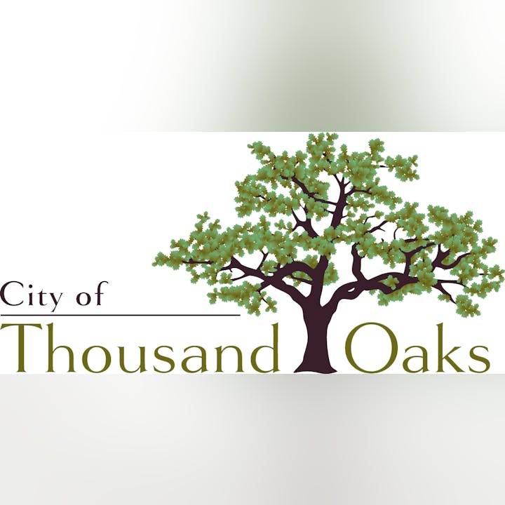 Logo with a large oak tree and "City of Thousand Oaks" text.