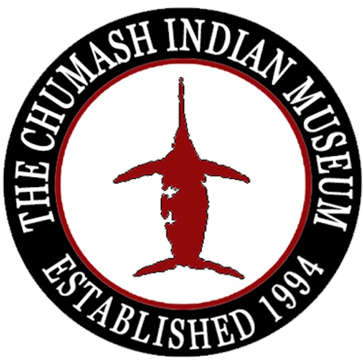 Logo of The Chumash Indian Museum featuring a central red figure and the text "Established 1994" in a circular design.