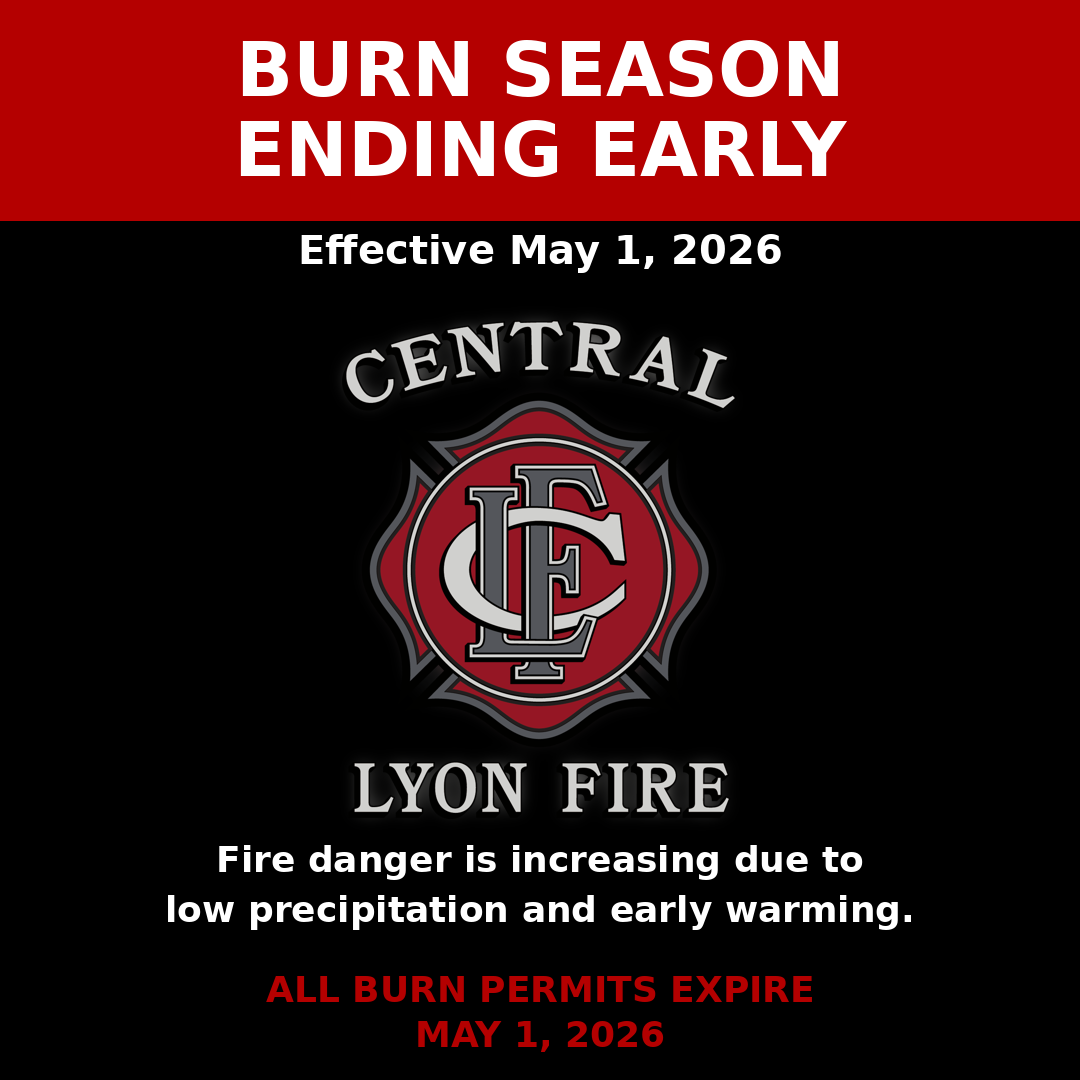 Burn season ending early effective May 1, 2026, due to increased fire danger from low precipitation and early warming.