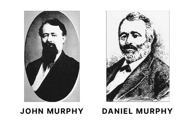 Two black-and-white portraits labeled "John Murphy" and "Daniel Murphy."