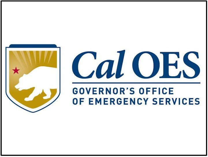 Logo of Cal OES: Governor's Office of Emergency Services, features a bear on a shield.