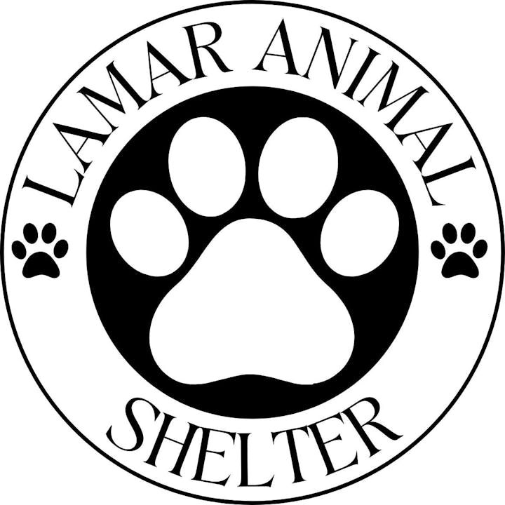 The image features a logo for "Lamar Animal Shelter," showcasing a paw print and the shelter's name.