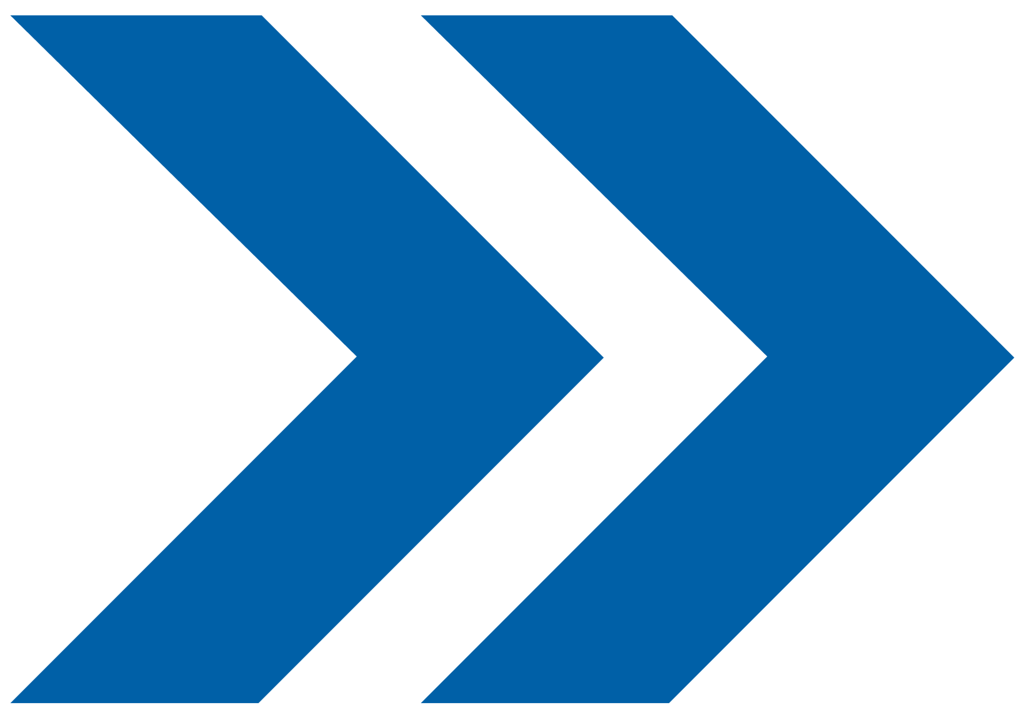 Blue double chevrons pointing right on a black background.