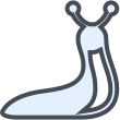 A stylized snail emoji with a long shell and two antennae.