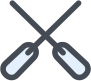Two crossed rowing paddles icon.
