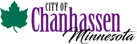 Logo of the City of Chanhassen, Minnesota, featuring stylized text and a leaf.