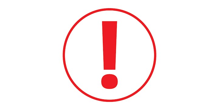 A red exclamation mark inside a circle on a white background.
