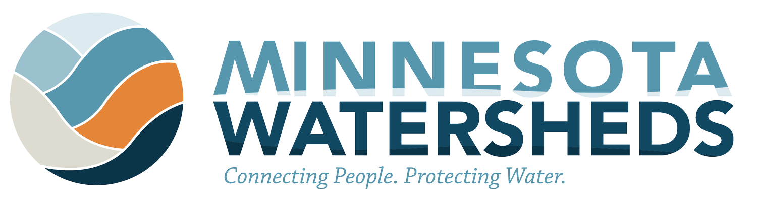 Logo of "Minnesota Watersheds" with a slogan "Connecting People. Protecting Water."