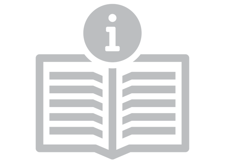 An icon with a book and information symbol (i) on it.